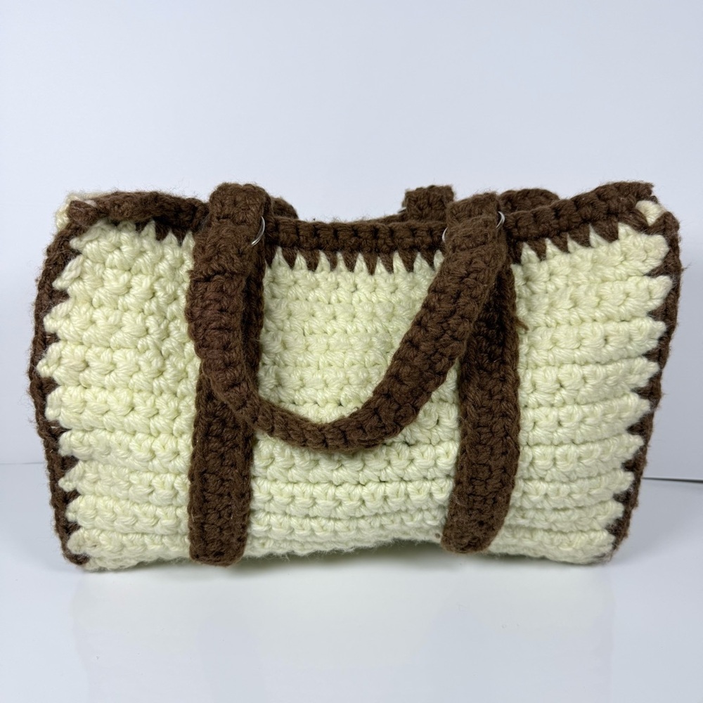 Vintage Crochet Hand Made Purse ShoulderBag Tote Libby Brown Original